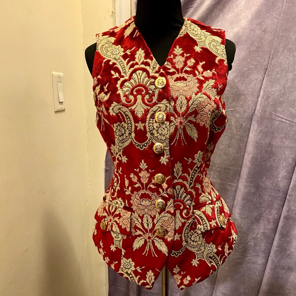 Dolce & Gabbana Brocade Vest w/ Gold Buttons